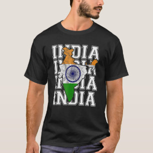Indische Karte und Flagge Souvenir beunruhigt Indi T-Shirt