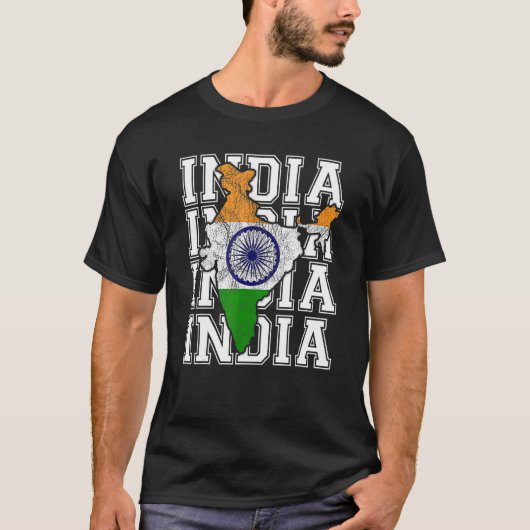 Indische Karte und Flagge Souvenir beunruhigt Indi T-Shirt (Vorderseite)