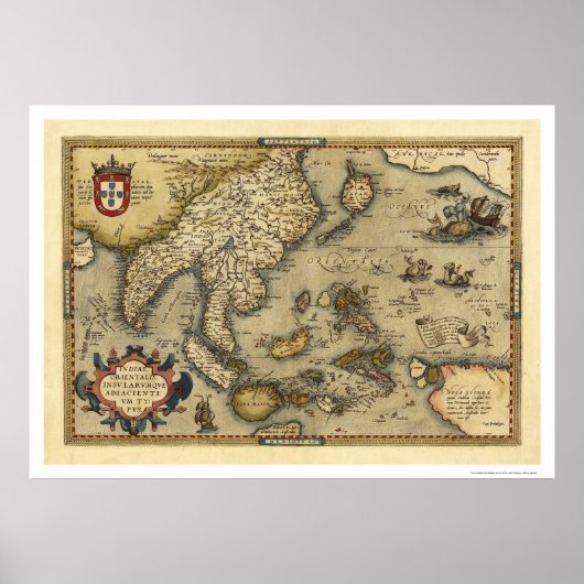 Indische Karte von Ortelius 1570 Poster (Vorne)