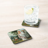 Indische kreolische Westfrau mit ihrem schwarzen Getränkeuntersetzer (Rechte Seite)