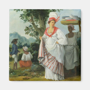 Indische kreolische Westfrau mit ihrem schwarzen Magnet