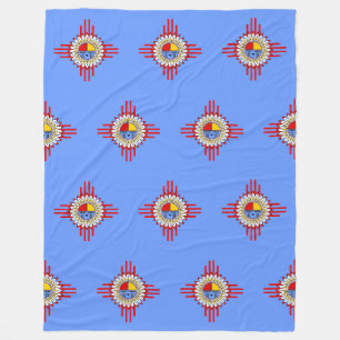 Indische Kultur - Kachina Zia Symbol 1 Fleecedecke