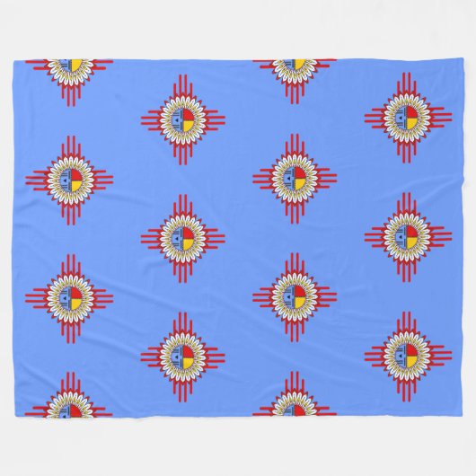Indische Kultur - Kachina Zia Symbol 1 Fleecedecke (Vorderseite (Horizontal))