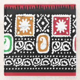 Indische Kultur: Traditionelles Kunstdesign Glasuntersetzer