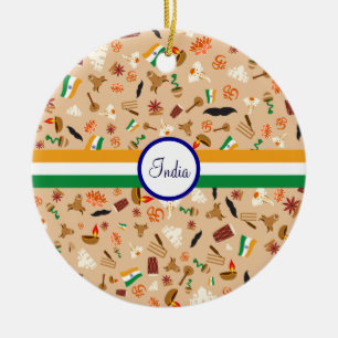 Indische kulturelle Einzelteile mit Flagge und Keramik Ornament