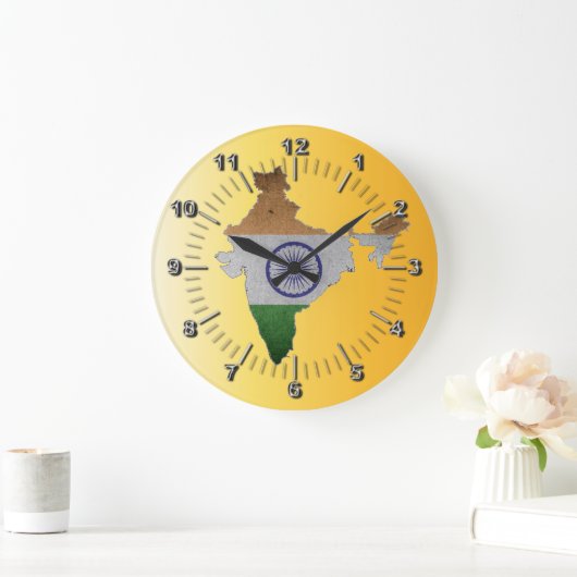 indische Landesflagge Große Wanduhr (Zuhause)