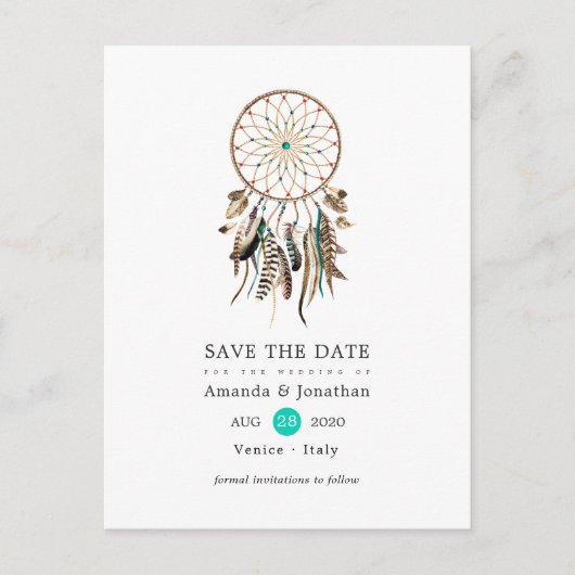 Indische Legende Tribal Boho Wedding Save the Date Ankündigungspostkarte (Vorderseite)