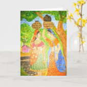 Indische Mädchen Karte (Gelbe Blume)