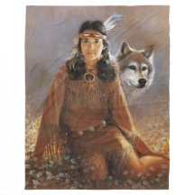 INDISCHE MÄDCHEN und WOLF Fleece-Decken
