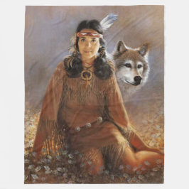 INDISCHE MÄDCHEN und WOLF Fleece-Decken Fleecedecke