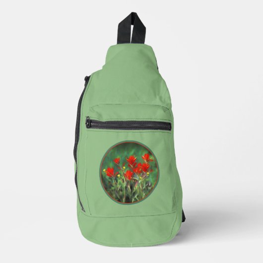 Indische Malerei mit Pinsel Original Wildblume Art Crossbody Bag (Vorderseite)