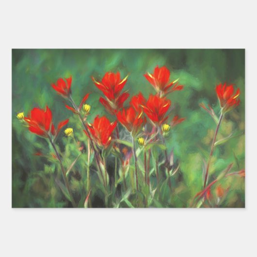 Indische Malerei mit Pinsel Original Wildblume Art Geschenkpapier Set (Vorderseite 2)