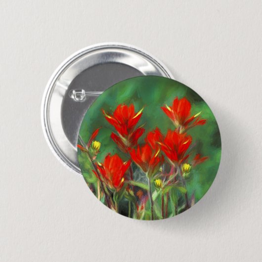 Indische Malerei mit Pinsel - Originelle Blume Button (Vorne & Hinten)