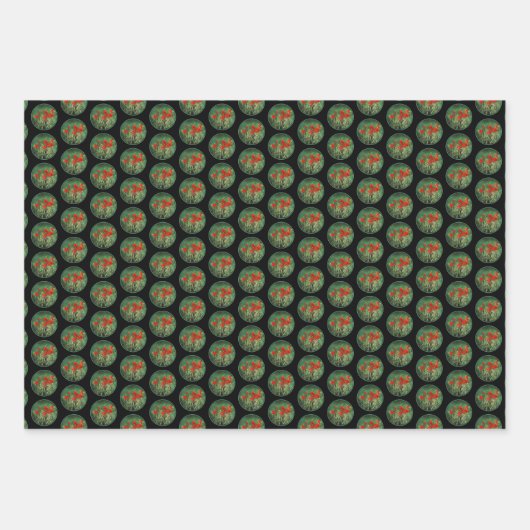 Indische Malerei mit Pinsel - Originelle Blume Geschenkpapier Set (Vorderseite 3)