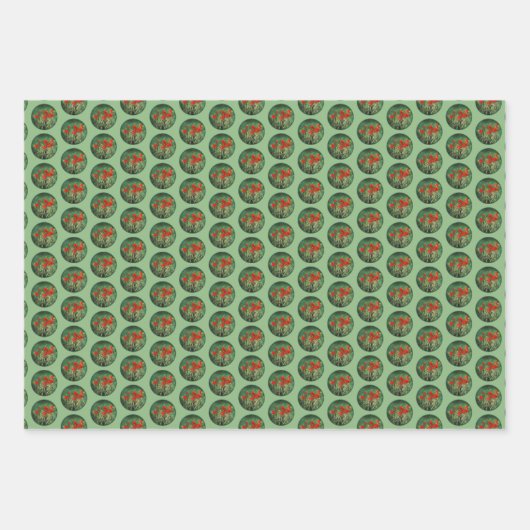 Indische Malerei mit Pinsel - Originelle Blume Geschenkpapier Set (Vorderseite)