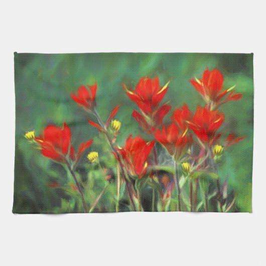 Indische Malerei mit Pinsel - Originelle Blume Geschirrtuch (Horizontal)