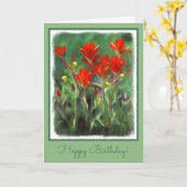 Indische Malerei mit Pinsel - Originelle Blume Karte (Gelbe Blume)