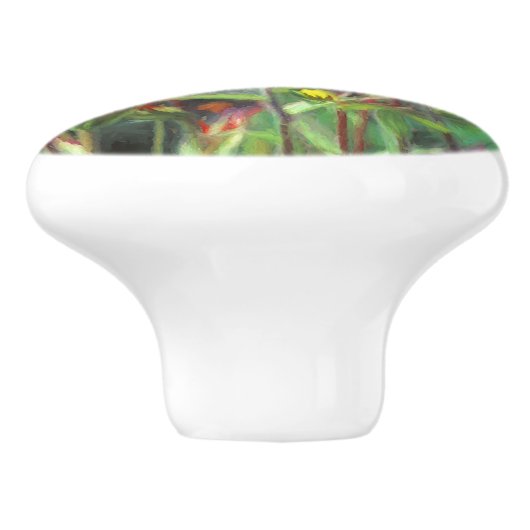 Indische Malerei mit Pinsel - Originelle Blume Keramikknauf (Seitenansicht)