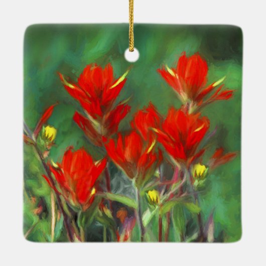 Indische Malerei mit Pinsel - Originelle Blume Keramikornament (Rückseite)