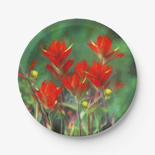 Indische Malerei mit Pinsel - Originelle Blume Pappteller (Vorderseite)