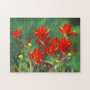 Indische Malerei mit Pinsel - Originelle Blume Puzzle