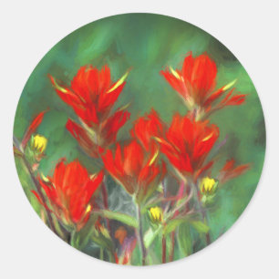 Indische Malerei mit Pinsel - Originelle Blume Runder Aufkleber