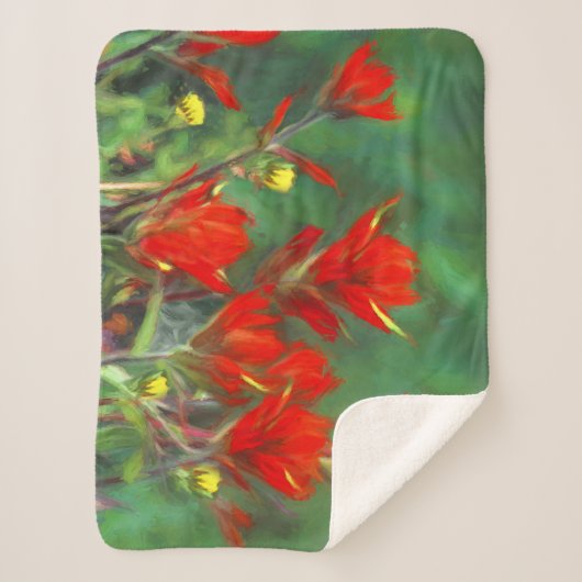 Indische Malerei mit Pinsel - Originelle Blume Sherpadecke (Vorderseite)