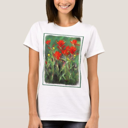 Indische Malerei mit Pinsel - Originelle Blume T-Shirt (Vorderseite)