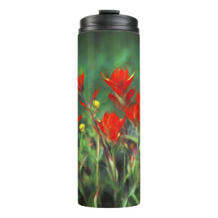 Indische Malerei mit Pinsel - Originelle Blume Thermosbecher