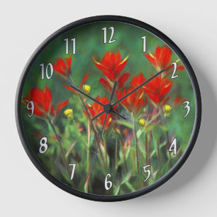 Indische Malerei mit Pinsel - Originelle Blume Uhr