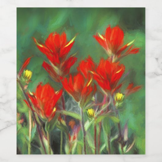 Indische Malerei mit Pinsel - Originelle Blume Weinetikett (Einzelnes Label)