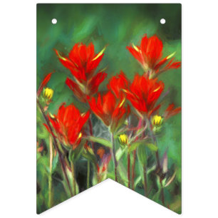 Indische Malerei mit Pinsel - Originelle Blume Wimpelkette