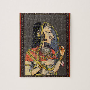 Indische Mogul-Frau, Vintage-Stil Puzzle
