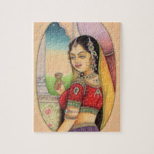Indische Mogul-Frau, Vintage-Stil Puzzle