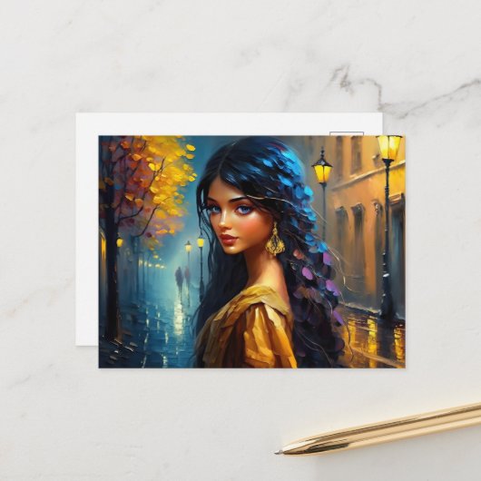 Indische Motive, Digital Modern, farbig Postkarte (Vorderseite/Rückseite Beispiel)