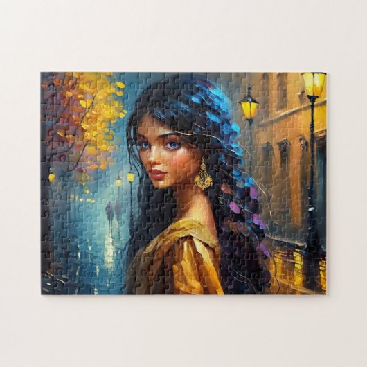 Indische Motive, Digital Modern, farbig Puzzle (Horizontal)