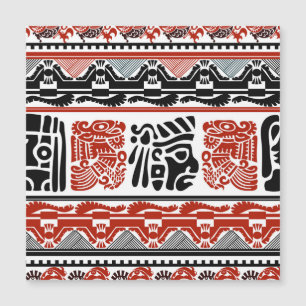Indische Motive, schwarz rot, nahtloses Muster. Magnetkarte