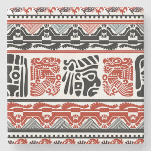Indische Motive, schwarz rot, nahtloses Muster. Steinuntersetzer