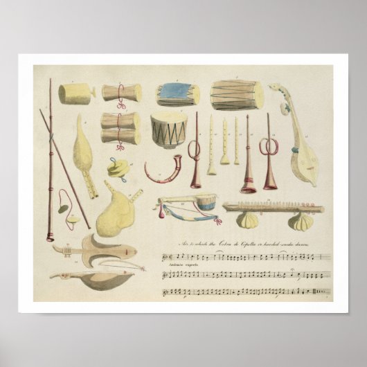 Indische Musikinstrumente, Platte 23 von "Orienta Poster (Vorne)