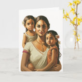 Indische Mutter & Zwillingsschwester, Muttertag Karte (Gelbe Blume)