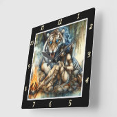 Indische Nächte: Tiger's Shadow Star's Dance Quadratische Wanduhr (Winkel)