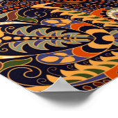 Indische nahtlose Ornamente. Vintages symmetrische Poster (Ecke)