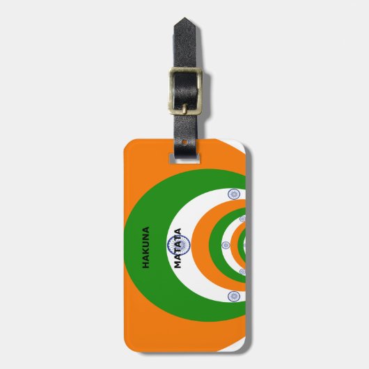 Indische Nationalfarben-Design mit "Hakuna Mat Gepäckanhänger (Vorderseite vertikal)