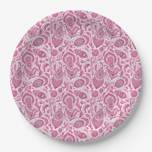 Indische Paisley-Blumen nahtloses Muster Pappteller (Vorderseite)