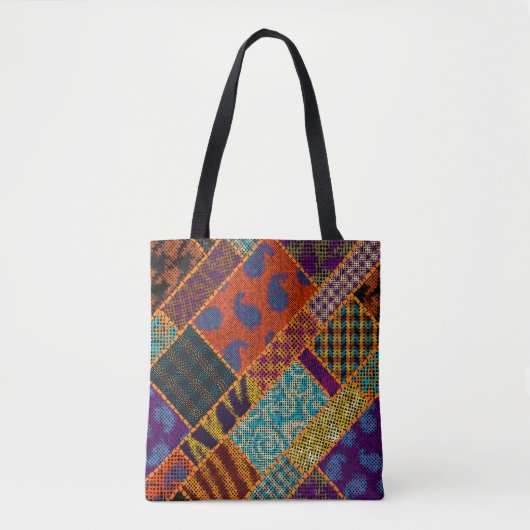 Indische Patchwork-Imitation, Vintage-Leinwand. Tasche (Vorderseite)