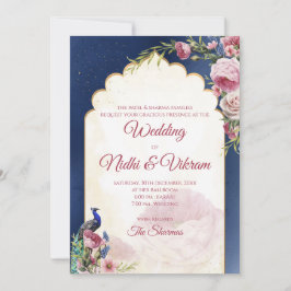 Indische Pfaueneinladungen & Hindu-Hochzeit Einladung