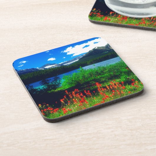 Indische Pinsel-Wildblumen Getränkeuntersetzer (Linke Seite)