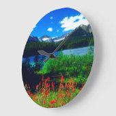 Indische Pinsel-Wildblumen Große Wanduhr (Winkel)