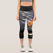 Indische Pinselflora mit Personalisiertem Namen Capri Leggings (Vorderseite)