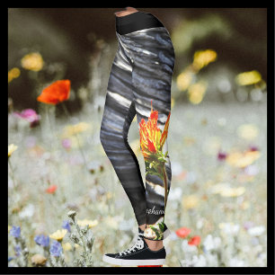 Indische Pinselflora mit Personalisiertem Namen Leggings